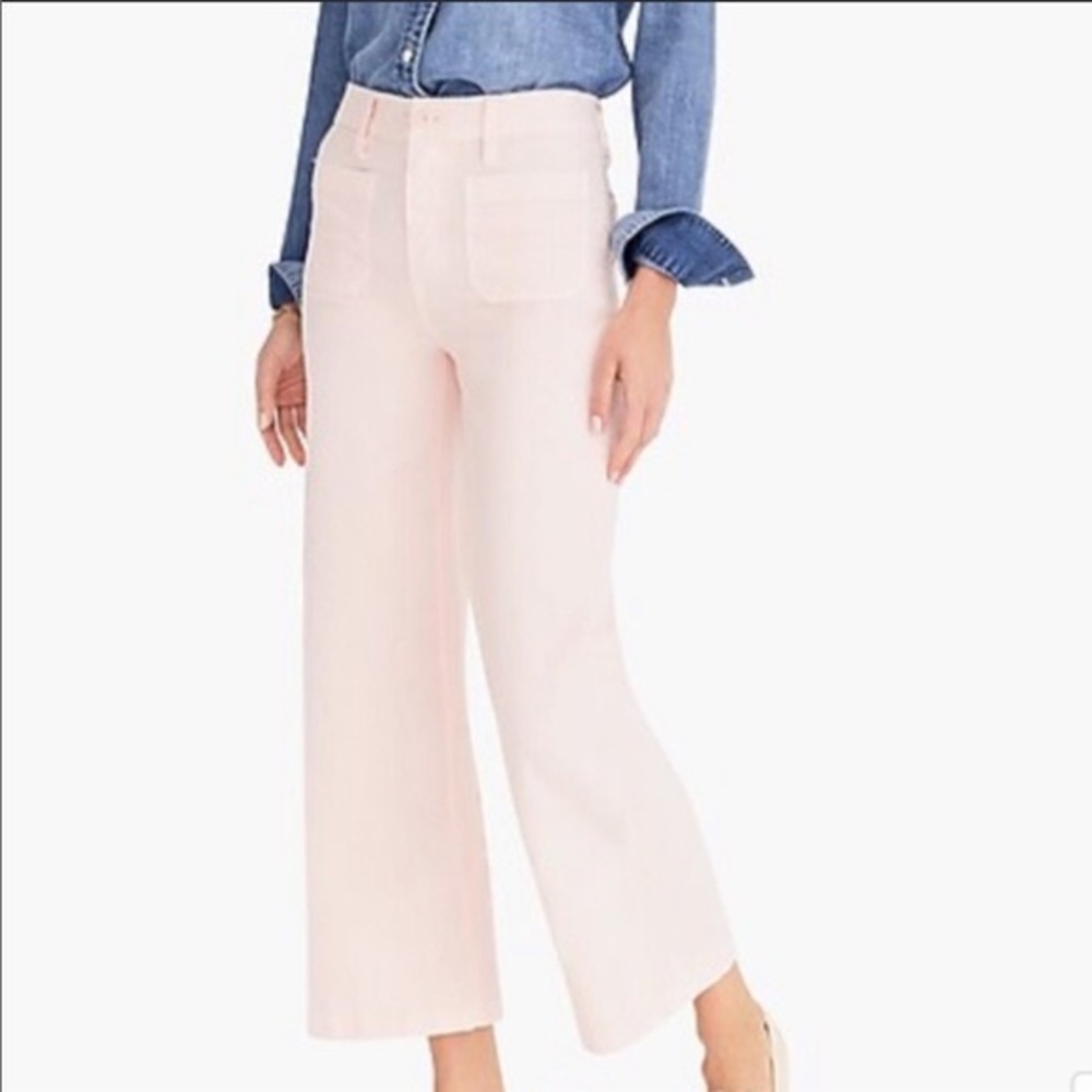 Point Sur J.Crew Washed Wide Leg Crop Pants in light pink
